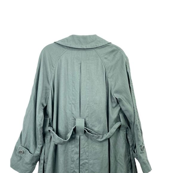 Madewell‎ Textural linen blend unlined Trench Coat Size XXS Architect Green - Picture 13 of 16
